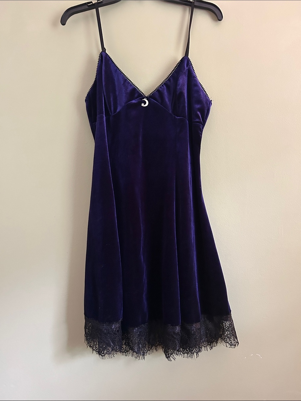 Romwe Velvet Purple Moon Pendant Dress Size M